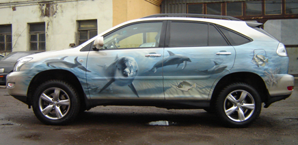 Shabovta.ru: Рисунок на автомобиль, Роспись авто, аэрография Проект « Дельфины»